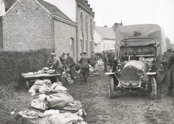 Framed Print : WWI: Mail bags, military post office Framed Print : WWI: Mail bags, military post office