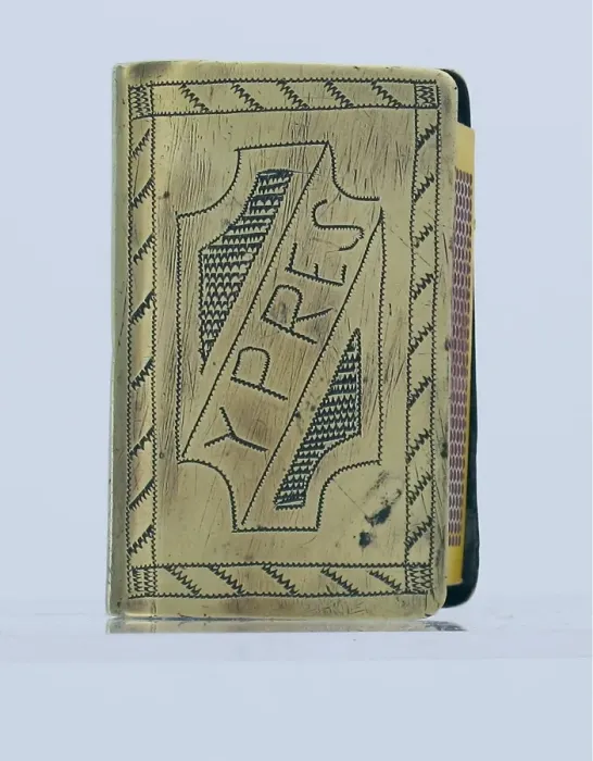 Framed Print : WWI matchbox cover engraving - Ypres and a floral pattern Framed Print : WWI matchbox cover engraving - Ypres and a floral pattern