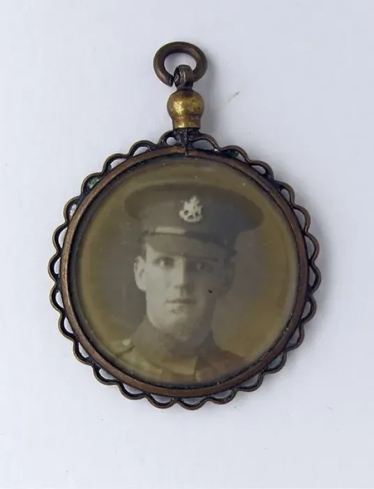 Framed Print : WWI mourning fob with two photographs Framed Print : WWI mourning fob with two photographs
