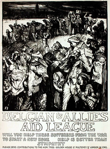 WWI Poster, Belgian & Allies Aid League