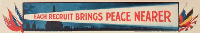 Framed Print : WWI Poster, Each recruit brings peace nearer Framed Print : WWI Poster, Each recruit brings peace nearer
