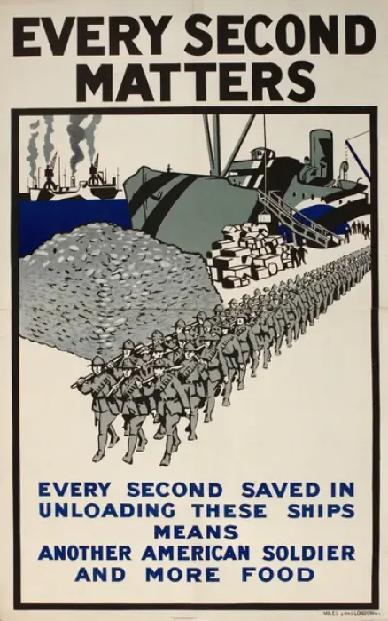 Framed Print : WWI Poster, Every Second Matters Framed Print : WWI Poster, Every Second Matters