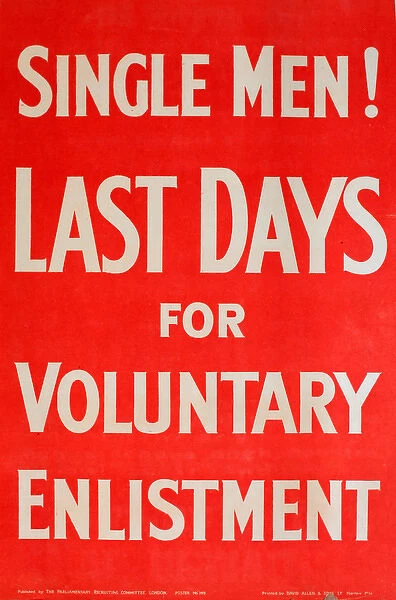 WWI Poster, Single Men