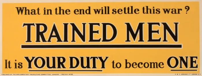 Framed Print : WWI Poster, Trained Men Framed Print : WWI Poster, Trained Men