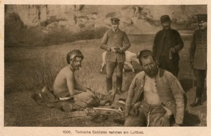 Framed Print : WWI - Turkish soldiers take an air bath Framed Print : WWI - Turkish soldiers take an air bath