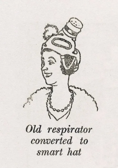 Framed Print : WWII recycling: Hat respirator / W H Robinson Framed Print : WWII recycling: Hat respirator / W H Robinson