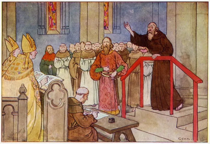 Framed Print : Wycliffe explains his thoughts before the Archbishop Framed Print : Wycliffe explains his thoughts before the Archbishop