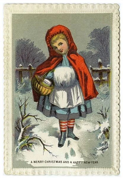 Xmas card. Red Riding Hood