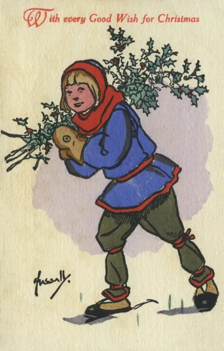 Framed Print : Xmas. Carrying holly Framed Print : Xmas. Carrying holly
