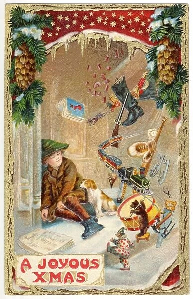 A Xmas Dream. A boys Christmas dream - presents galore come tumbling down the chimney