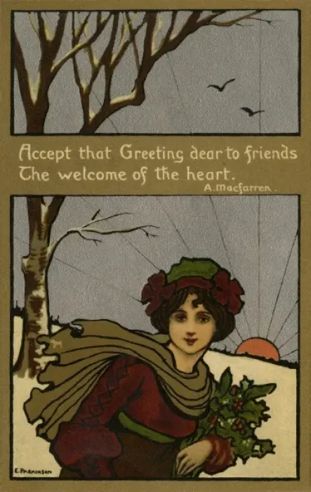 Framed Print : Xmas. Girl with holly by Ethel Parkinson Framed Print : Xmas. Girl with holly by Ethel Parkinson