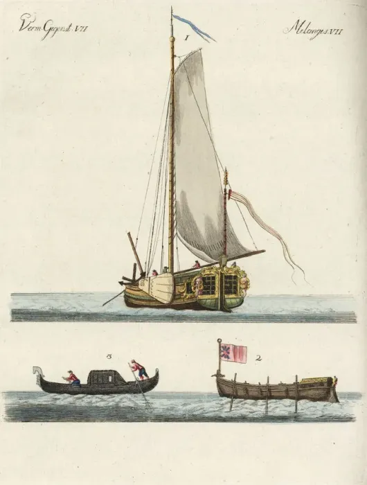 Framed Print : Yacht, longboat and gondola Framed Print : Yacht, longboat and gondola