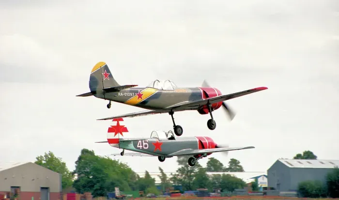 Framed Print : Yakovlev Yak-50 RA-01293 & RA-02246 Framed Print : Yakovlev Yak-50 RA-01293 & RA-02246