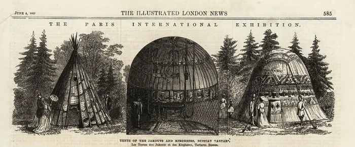 Framed Print : Yakut teepee and Kyrhyz yurt in the Russian Department, 1867 Framed Print : Yakut teepee and Kyrhyz yurt in the Russian Department, 1867