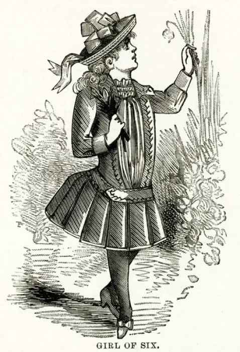Framed Print : Six year old girls outdoor clothing 1886 Framed Print : Six year old girls outdoor clothing 1886