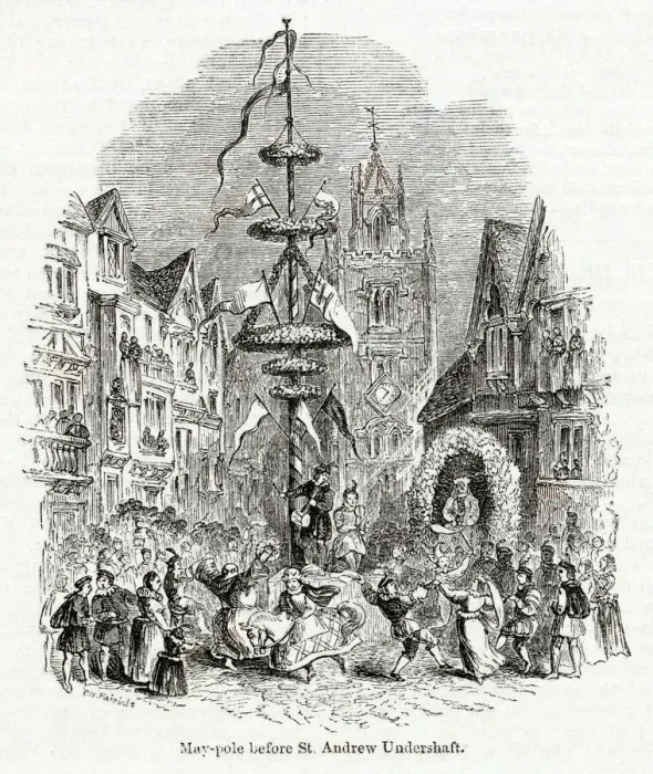 Framed Print : The Year of the Poets -- Maypole, St Andrew Undershaft Framed Print : The Year of the Poets -- Maypole, St Andrew Undershaft