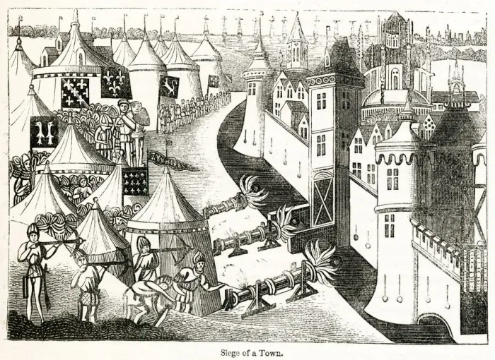 Framed Print : Hundred Years War, siege of town Framed Print : Hundred Years War, siege of town