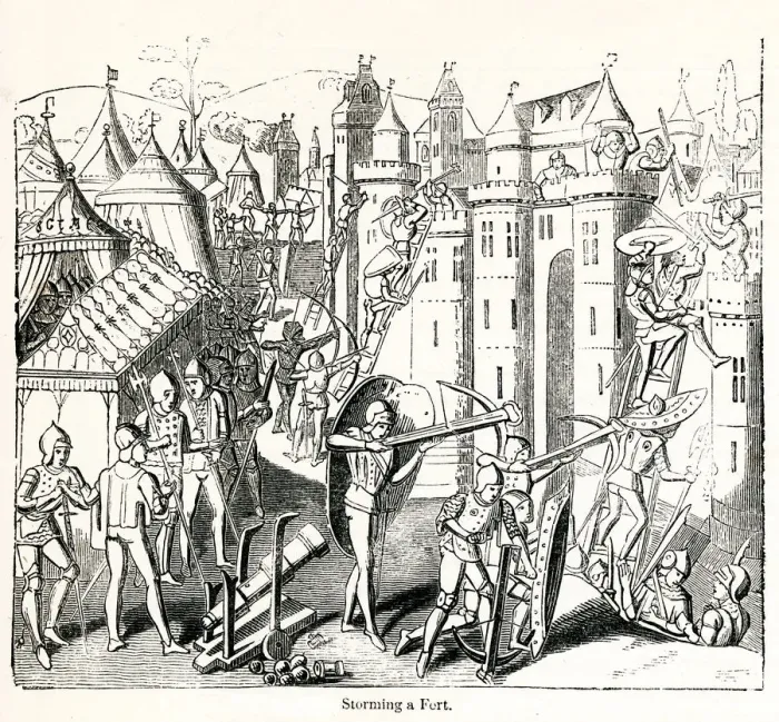 Framed Print : Hundred Years War, storming a fort Framed Print : Hundred Years War, storming a fort