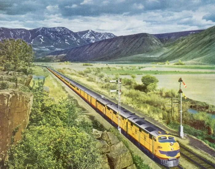 Framed Print : Yellow Diesel Train Date: 1950 Framed Print : Yellow Diesel Train Date: 1950