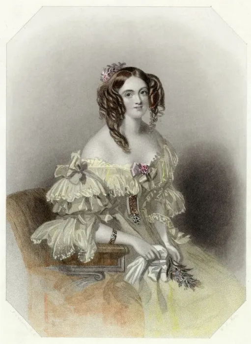 Framed Print : A yellow evening dress with low cut corsage ornamented with bows Framed Print : A yellow evening dress with low cut corsage ornamented with bows