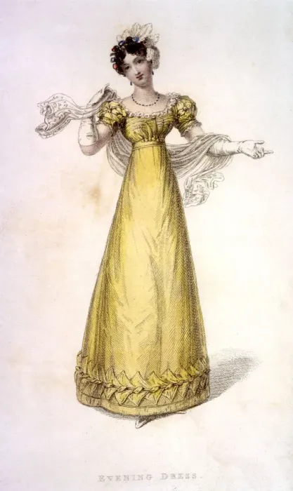 Framed Print : YELLOW EVENING GOWN 1823 Framed Print : YELLOW EVENING GOWN 1823