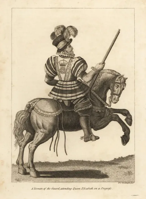Framed Print : A Yeoman of the Guard attending Queen Elizabeth Framed Print : A Yeoman of the Guard attending Queen Elizabeth