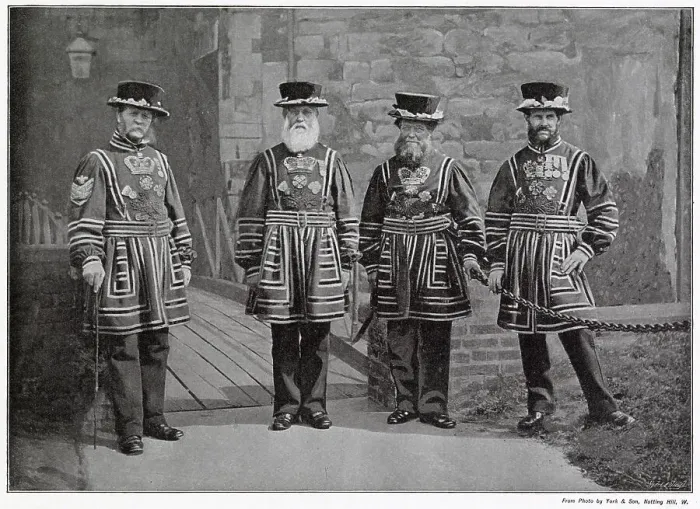 Framed Print : Yeoman of the Guard at Tower of London. Date: late 1890s Framed Print : Yeoman of the Guard at Tower of London. Date: late 1890s