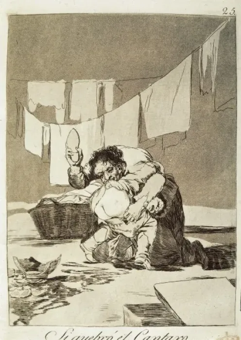 Framed Print : Yes, he broke the pot. Plate 25 of Los Caprichos Framed Print : Yes, he broke the pot. Plate 25 of Los Caprichos