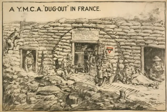 Framed Print : A YMCA dug-out in France Framed Print : A YMCA dug-out in France