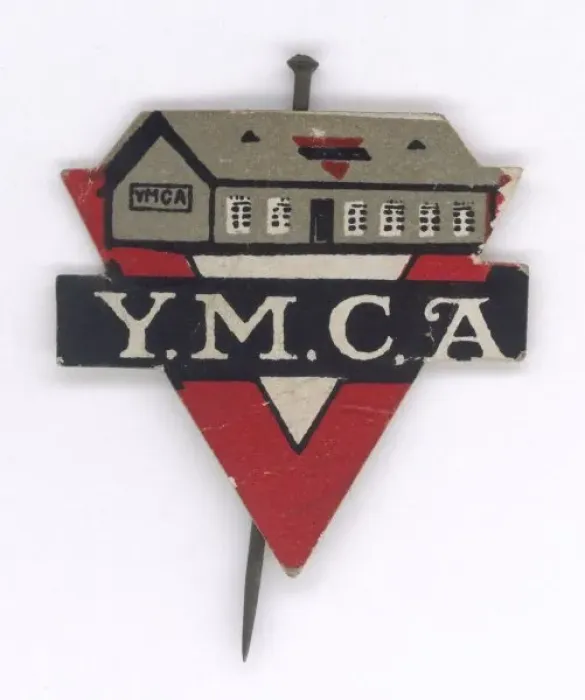 Framed Print : YMCA FLAG. Flag sold in the streets in aid of the lodgings provided by Framed Print : YMCA FLAG. Flag sold in the streets in aid of the lodgings provided by