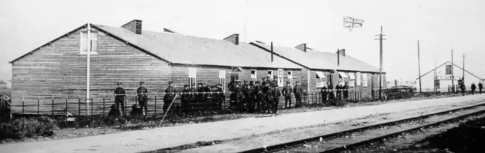 Framed Print : YMCA Penkridge Bank Camp railway station during WW1 Framed Print : YMCA Penkridge Bank Camp railway station during WW1