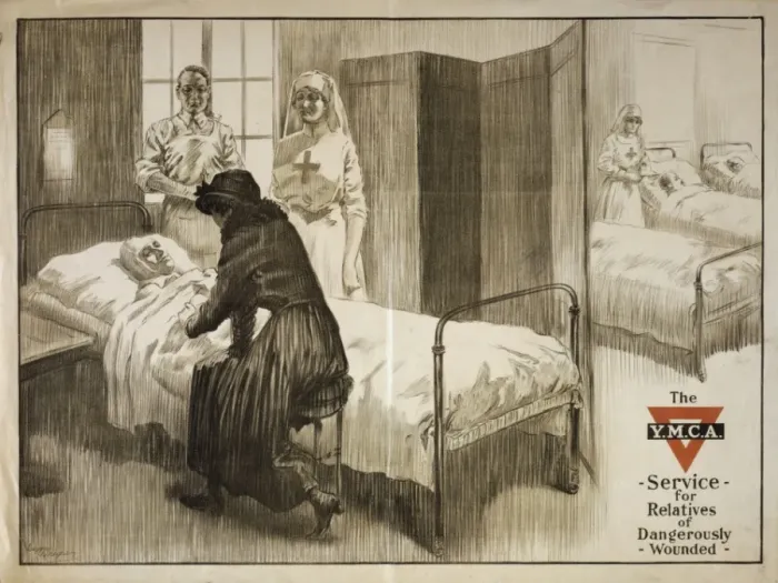 Framed Print : The YMCA service for relatives of dangerously wounded Framed Print : The YMCA service for relatives of dangerously wounded