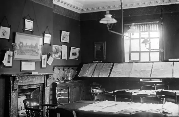 Framed Print : YMCA Wakefield reading room during WW1 Framed Print : YMCA Wakefield reading room during WW1
