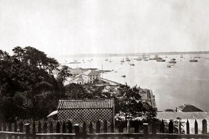 Framed Print : The Yokohama anchorage, Japan circa 1870s. Date: circa 1870s Framed Print : The Yokohama anchorage, Japan circa 1870s. Date: circa 1870s