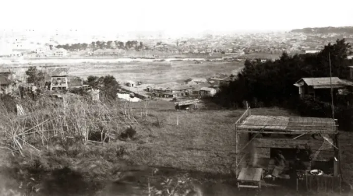 Framed Print : Yokohama from Noge Hill, Japan, 1870s Framed Print : Yokohama from Noge Hill, Japan, 1870s