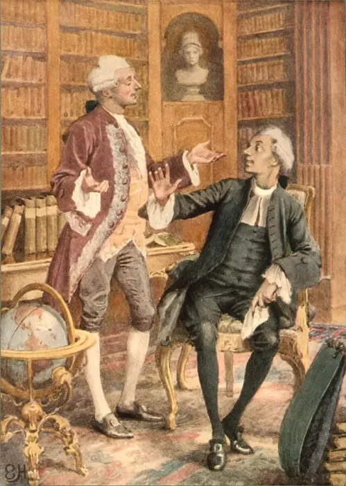 Framed Print : Yorick discusses France with the Count at Versailles. Date: First published: 1768 Framed Print : Yorick discusses France with the Count at Versailles. Date: First published: 1768