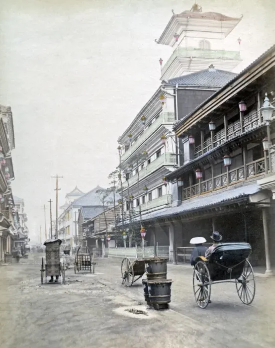 Framed Print : Yoshiwara, red light district, Toyko, circa 1880s. Date: circa 1880s Framed Print : Yoshiwara, red light district, Toyko, circa 1880s. Date: circa 1880s
