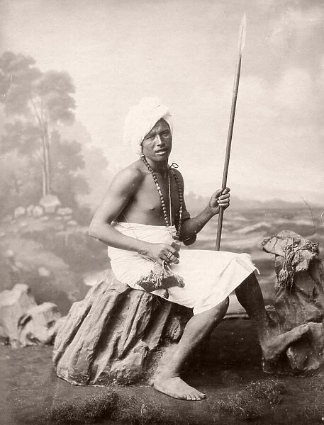 Young African warrior with spear, Egypt, c. 1890
