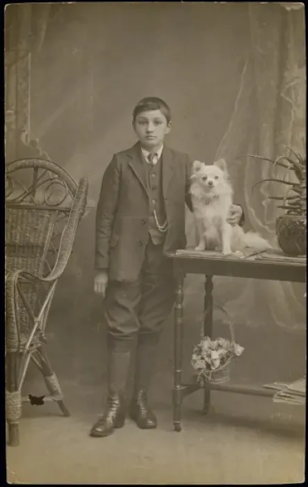 Framed Print : Young Boy with Dog Framed Print : Young Boy with Dog