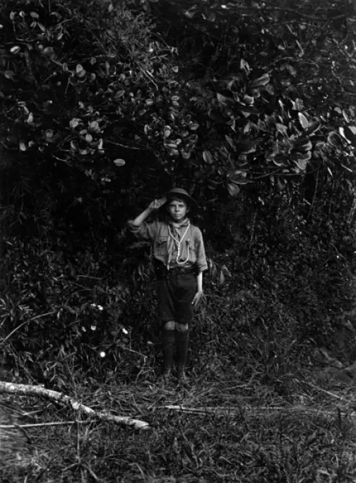 Framed Print : Young boy scout saluting, Mauritius Framed Print : Young boy scout saluting, Mauritius