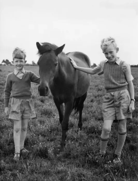 Framed Print : Young boys with a Moorland Pony Framed Print : Young boys with a Moorland Pony