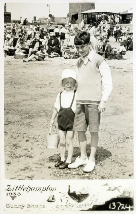 Framed Print : Two young brothers on the beach at Littlehampton Framed Print : Two young brothers on the beach at Littlehampton