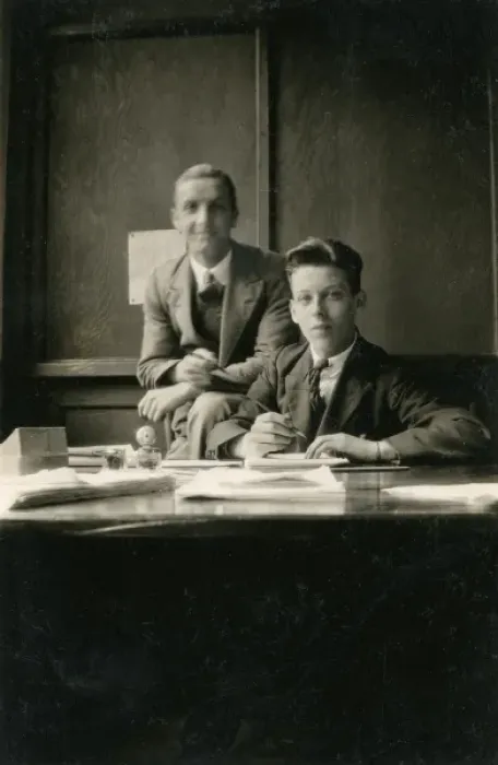 Framed Print : Two young clerks in an office Framed Print : Two young clerks in an office