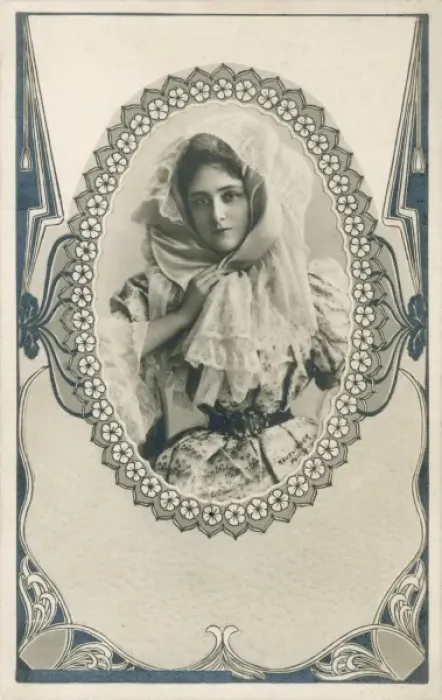 Framed Print : Young Country Maiden in a large lace bonnet Framed Print : Young Country Maiden in a large lace bonnet