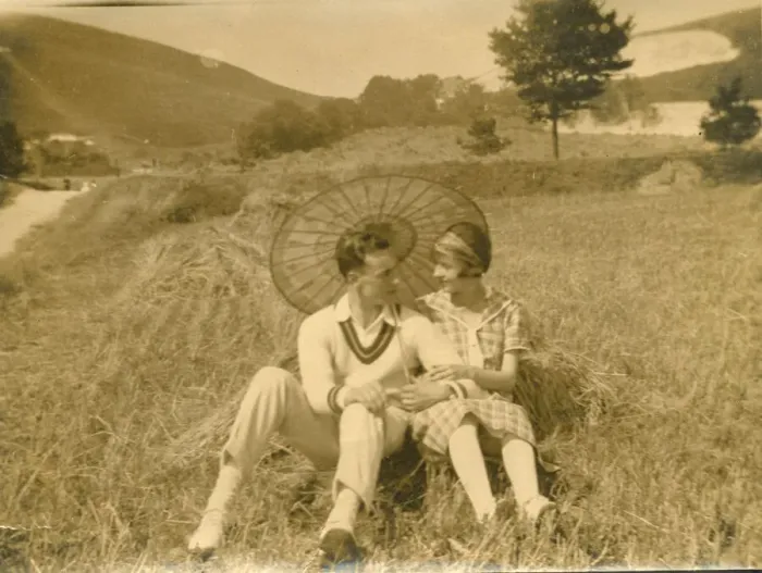 Framed Print : A young couple, Ivy A. Hill and Bruce Lindemann, pose together for a romantic photograph Framed Print : A young couple, Ivy A. Hill and Bruce Lindemann, pose together for a romantic photograph