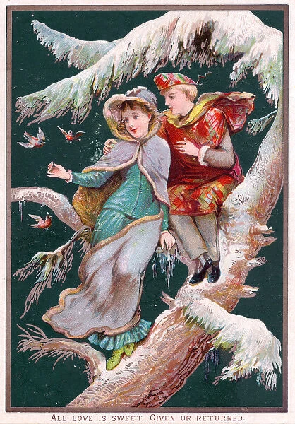 Young couple on a romantic greetings card