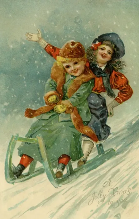 Framed Print : Young couple on a sled Framed Print : Young couple on a sled