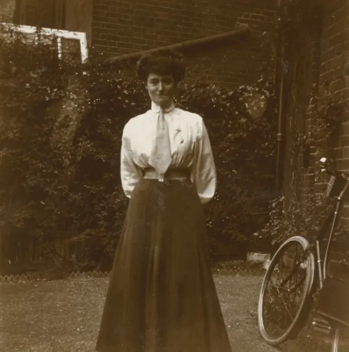 Framed Print : Young Edwardian woman in a garden Framed Print : Young Edwardian woman in a garden