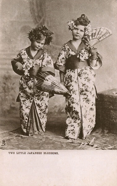 Two Young European Girls dressed up as Japanese Geishas