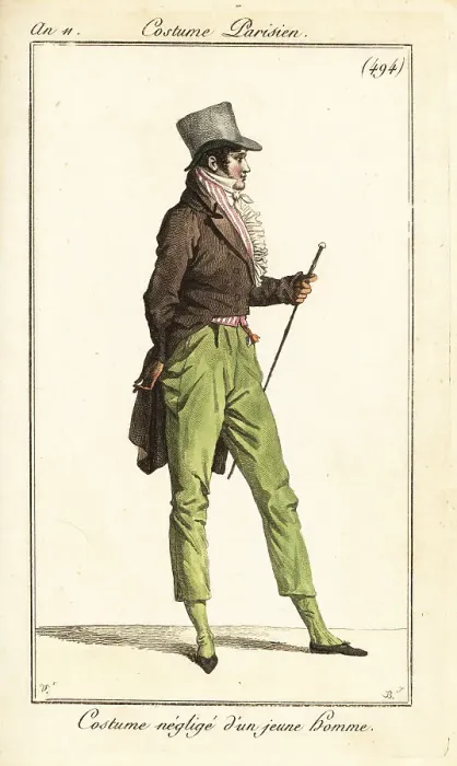 Framed Print : Young French dandy in casual outfit, 1803 Framed Print : Young French dandy in casual outfit, 1803